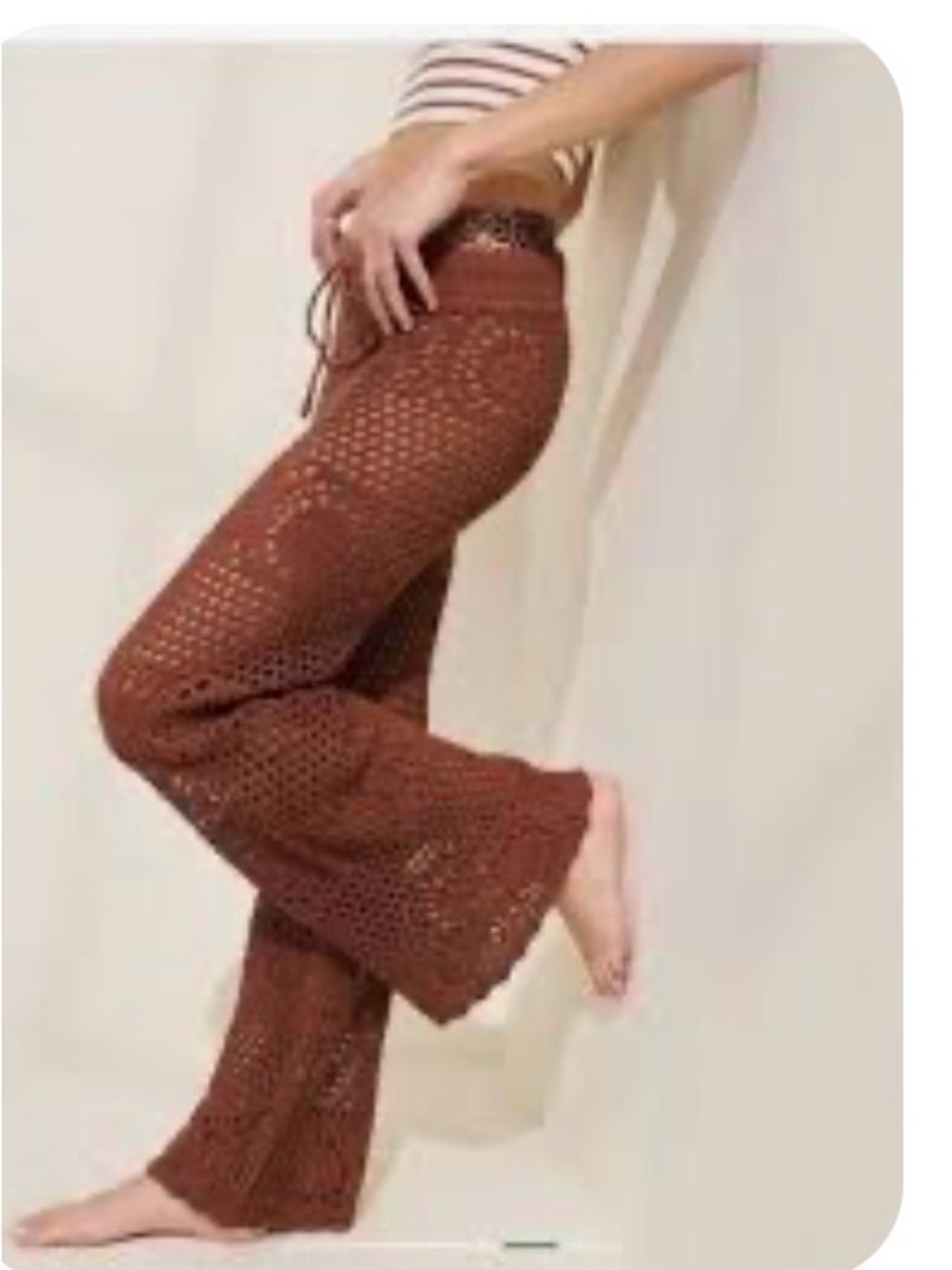 NWT AERIE Crochet Wide-Leg Pants - Brown